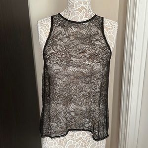 NWOT VICTORIA’S SECRET sleeves see through lace top size S black color